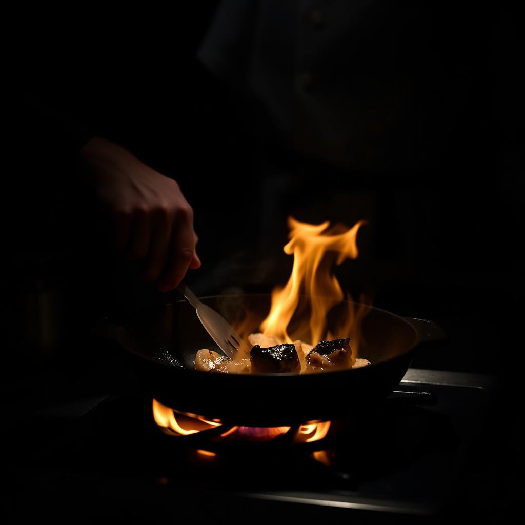 Searing meat in a frying pan
